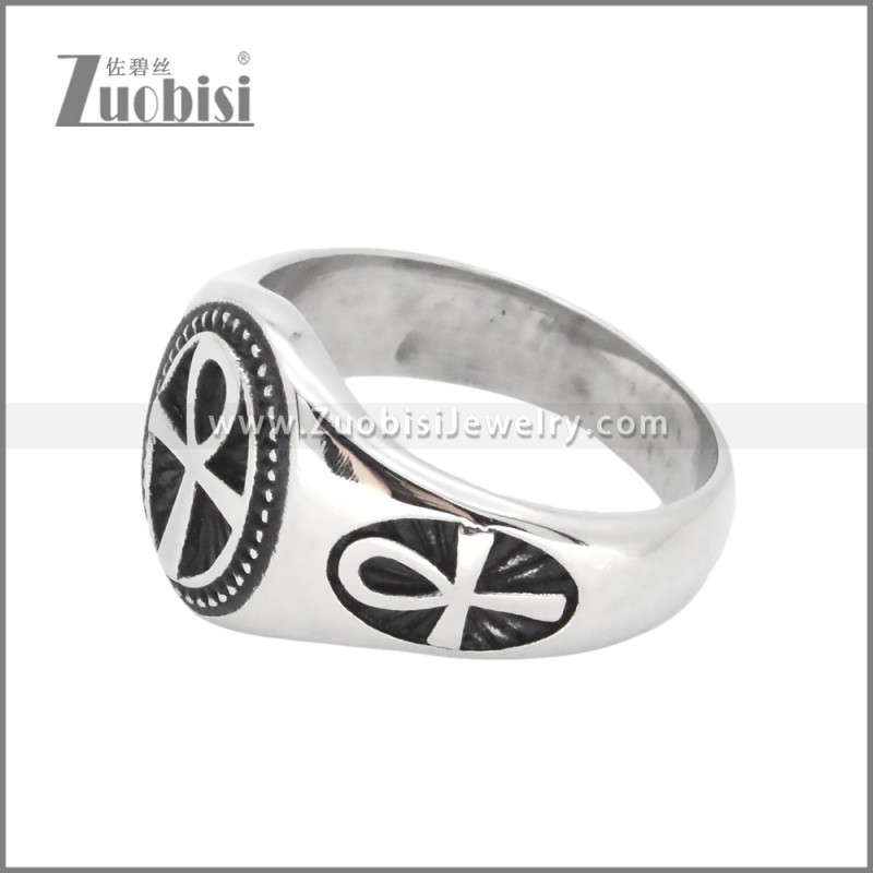 Stainless Steel Ankh Signet Ring r009928S