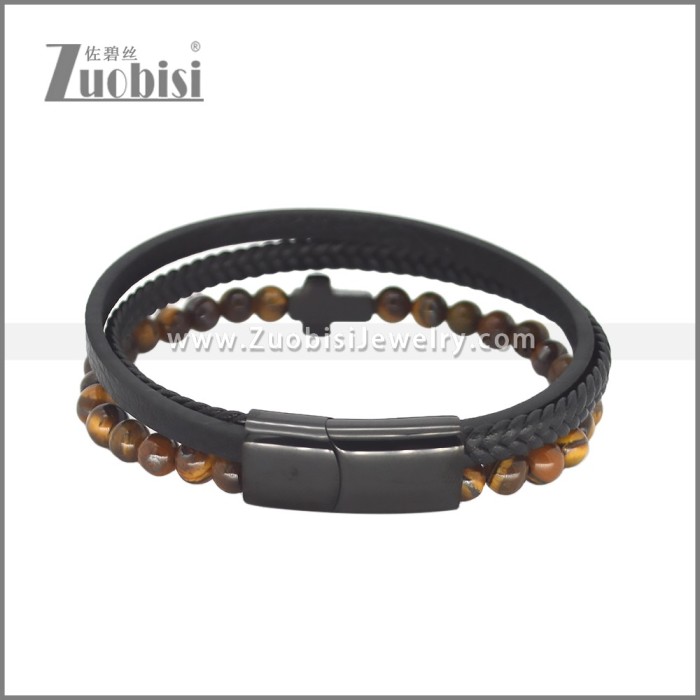 Tiger Eye Natural Stone Bracelet for Men b010553H