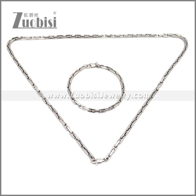 Stainless Steel Bracelet & Necklace Set s003020S