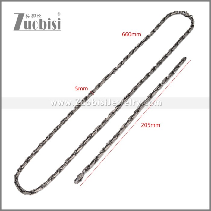 Stainless Steel Bracelet & Necklace Set s003020A