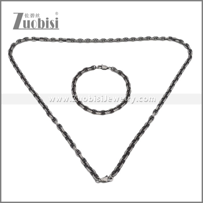 Stainless Steel Bracelet & Necklace Set s003019A