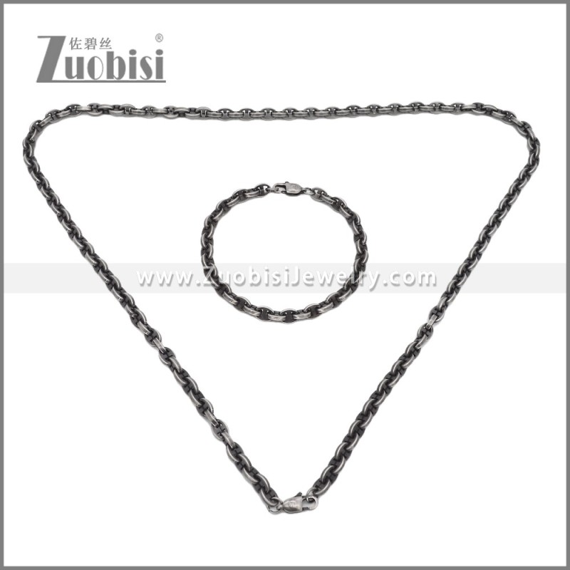 Stainless Steel Bracelet & Necklace Set s003019A