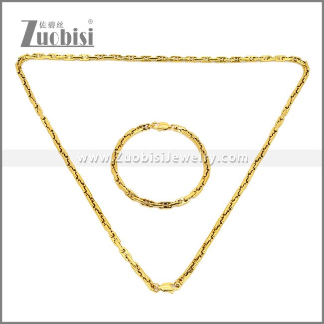 Stainless Steel Bracelet & Necklace Set s003020G
