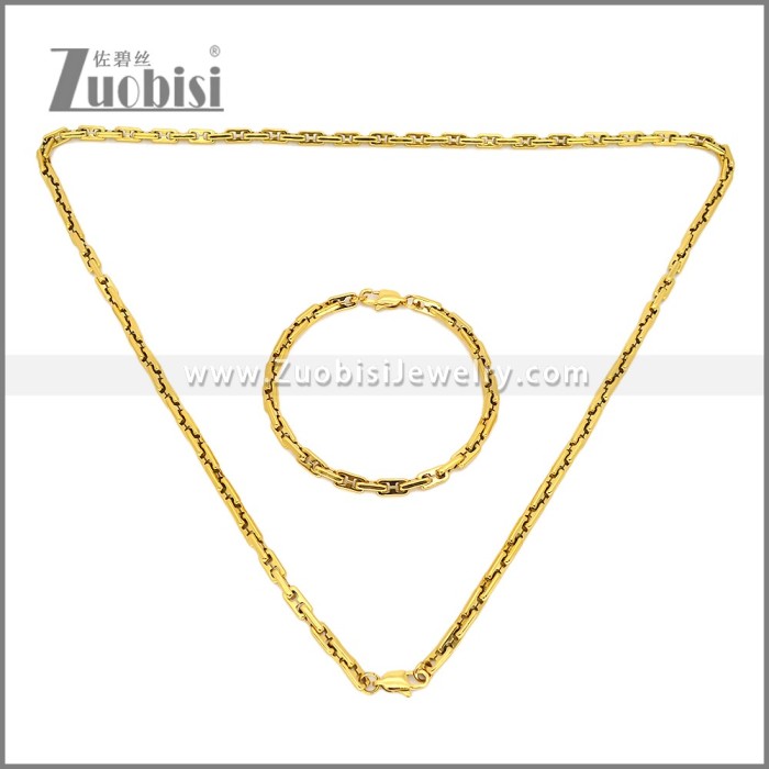 Stainless Steel Bracelet & Necklace Set s003020G