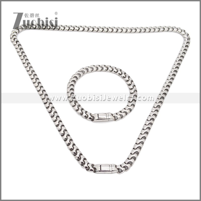 Stainless Steel Bracelet & Necklace Set s003018