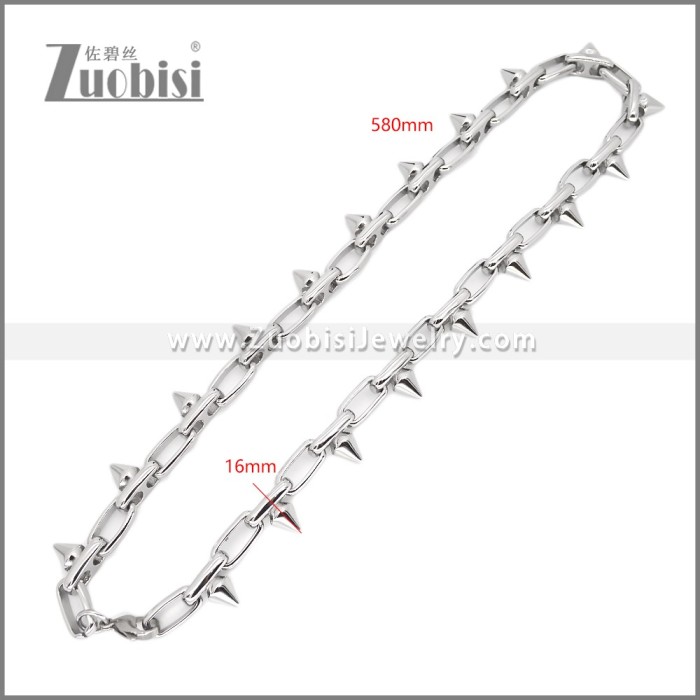 Stainless Steel Spiked Chain Necklaces n003470