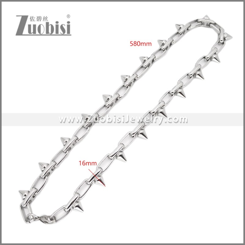 Stainless Steel Spiked Chain Necklaces n003470