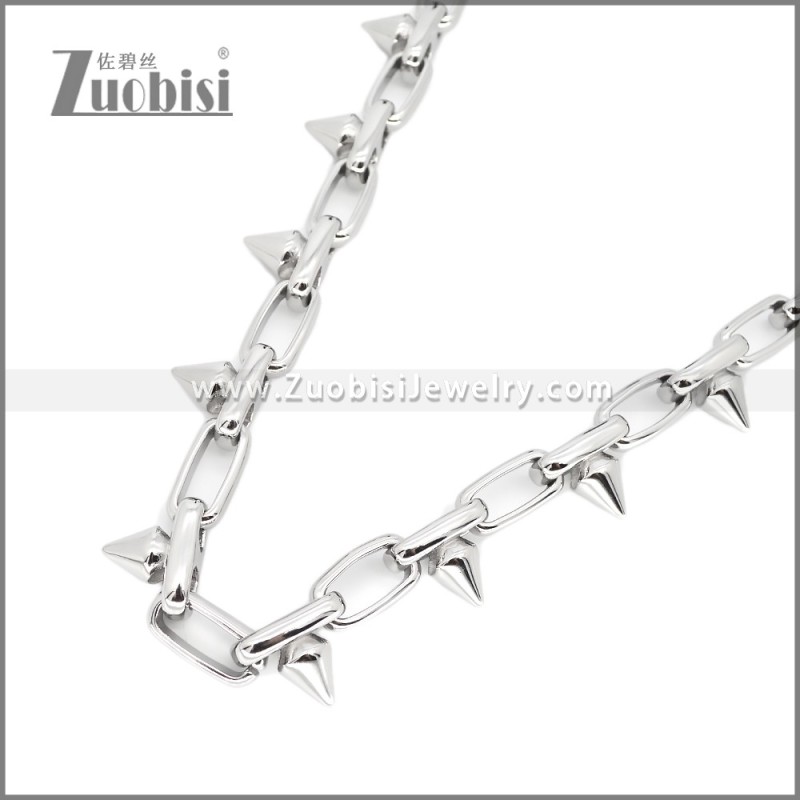 Stainless Steel Spiked Chain Necklaces n003470