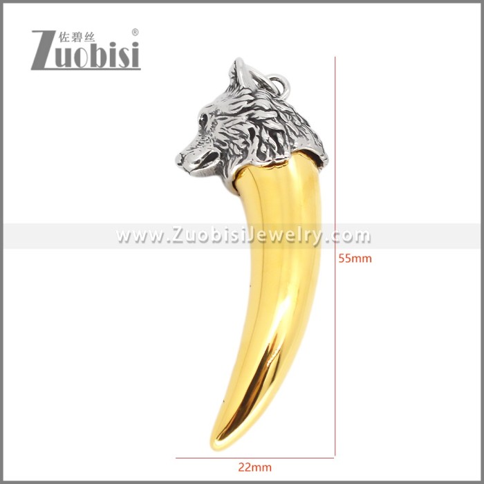 Stainless Steel Wolf Teeth Cremation Pendant for Ashes p012066G