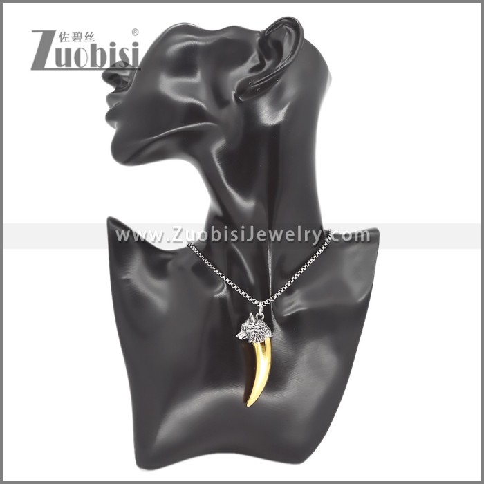 Stainless Steel Wolf Teeth Cremation Pendant for Ashes p012066G