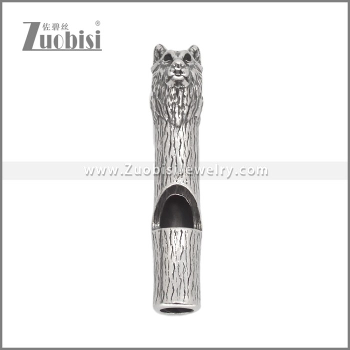 Wolf Head Stainless Steel Whistle Pendant p012050