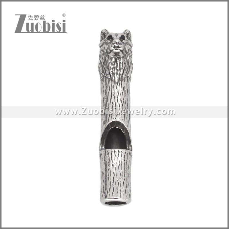 Wolf Head Stainless Steel Whistle Pendant p012050