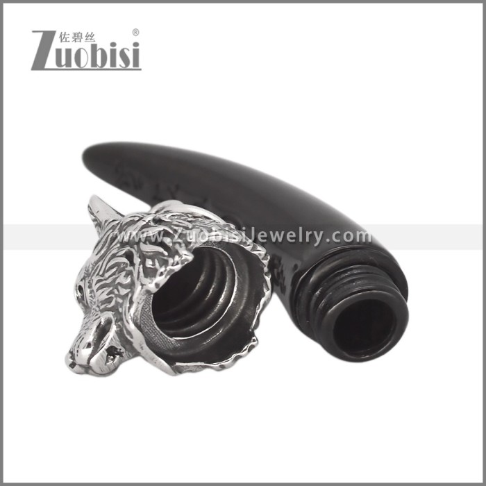 Stainless Steel Black Wolf Teeth Design Ash Pendant p012066H