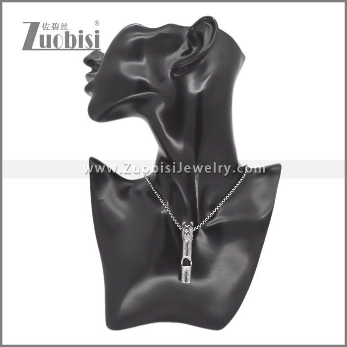 Wolf Head Stainless Steel Whistle Pendant p012050