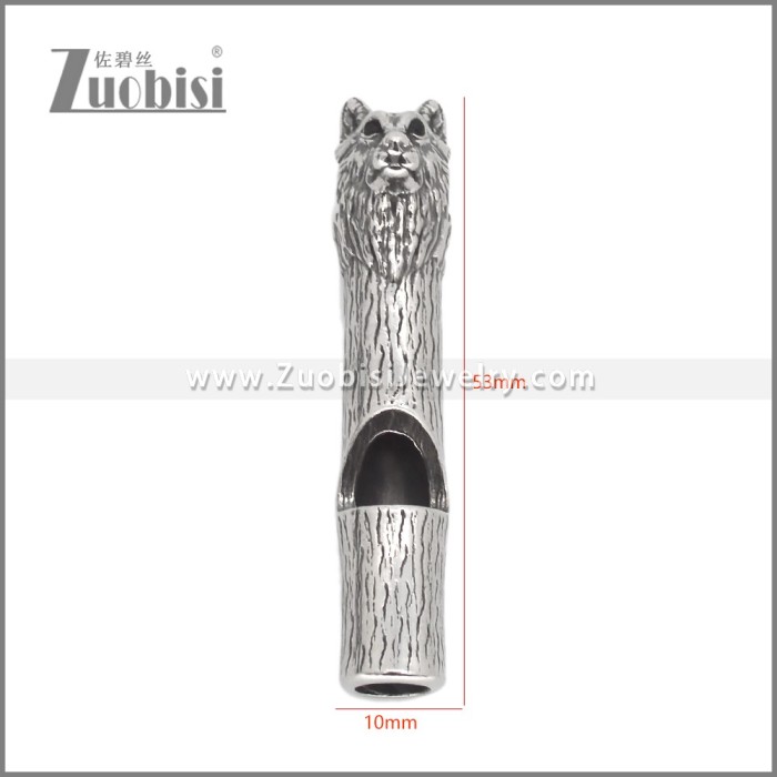 Wolf Head Stainless Steel Whistle Pendant p012050