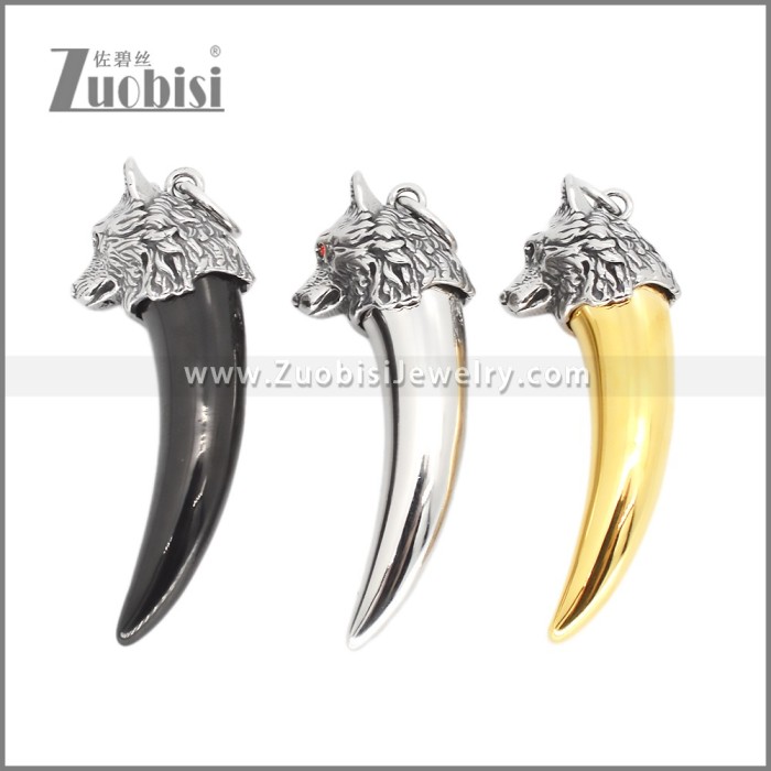 Stainless Steel Black Wolf Teeth Design Ash Pendant p012066H