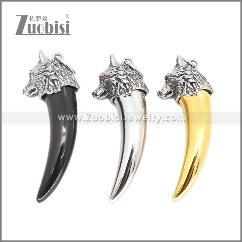 Stainless Steel Black Wolf Teeth Design Ash Pendant p012066H