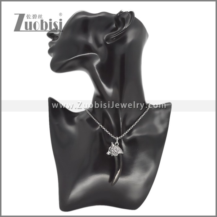 Stainless Steel Black Wolf Teeth Design Ash Pendant p012066H