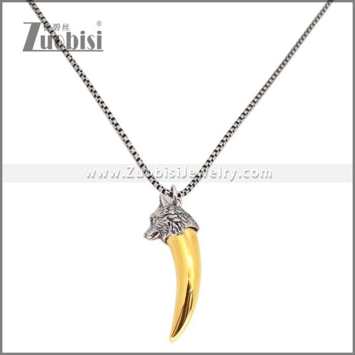 Stainless Steel Wolf Teeth Cremation Pendant for Ashes p012066G