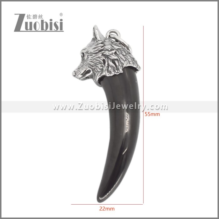 Stainless Steel Black Wolf Teeth Design Ash Pendant p012066H
