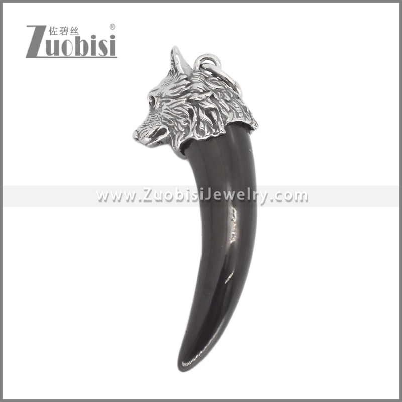 Stainless Steel Black Wolf Teeth Design Ash Pendant p012066H