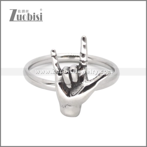 Simple Stainless Steel I Love You Hand Ring r010068