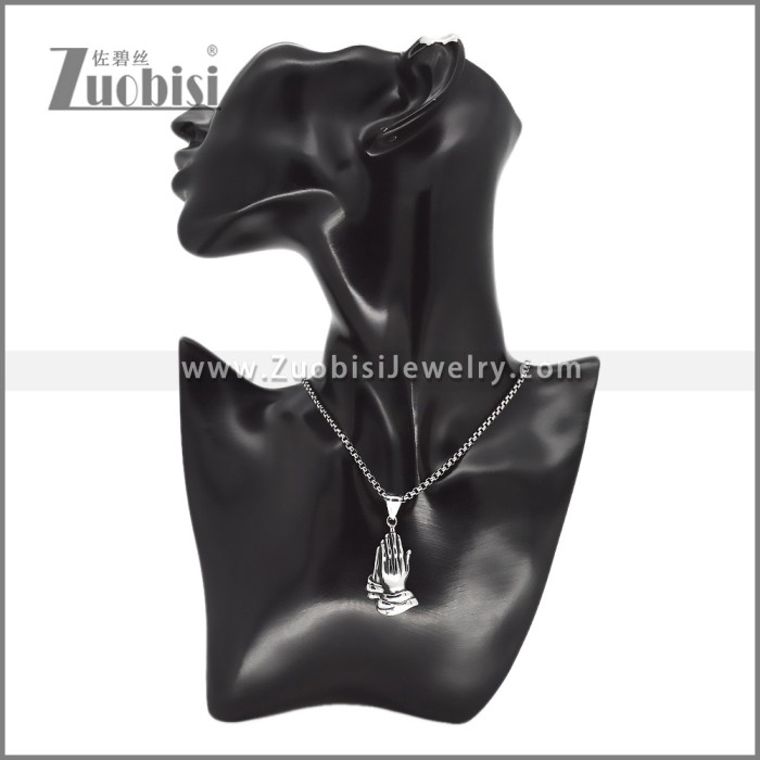 Stainless Steel Prayer Hands Pendant p012225