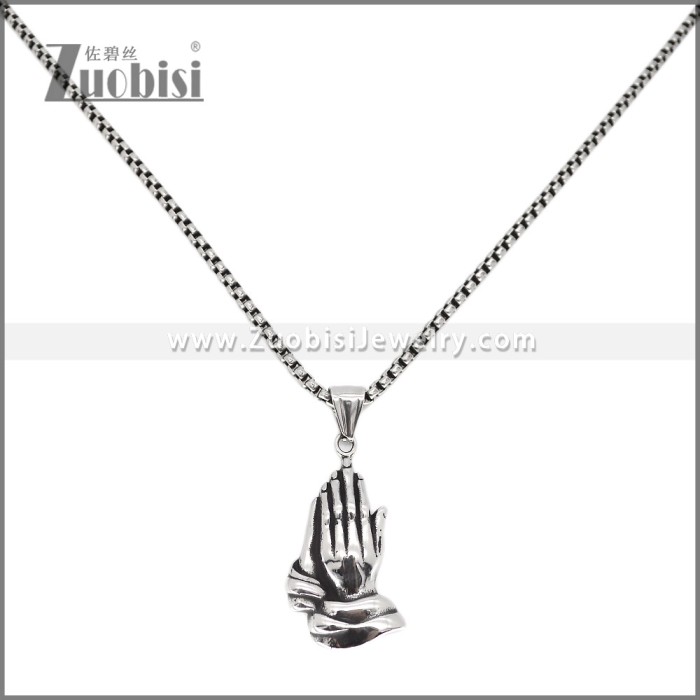 Stainless Steel Prayer Hands Pendant p012225