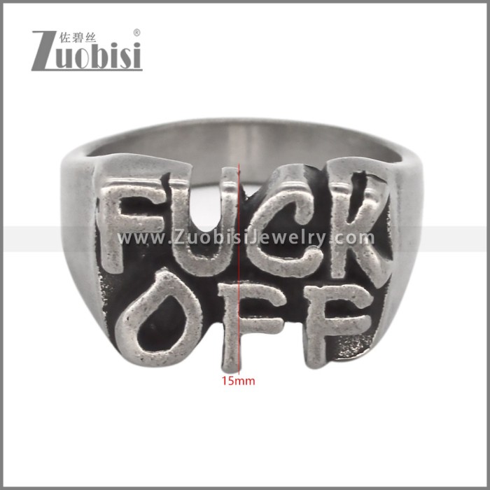 Retro Stainless Steel Fuck Off Ring r010194