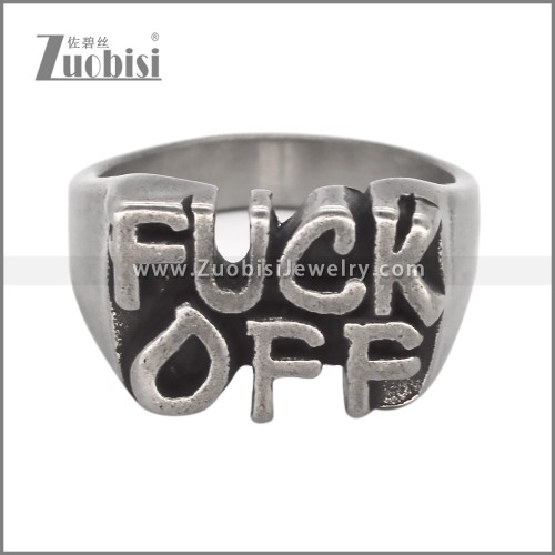 Retro Stainless Steel Fuck Off Ring r010194