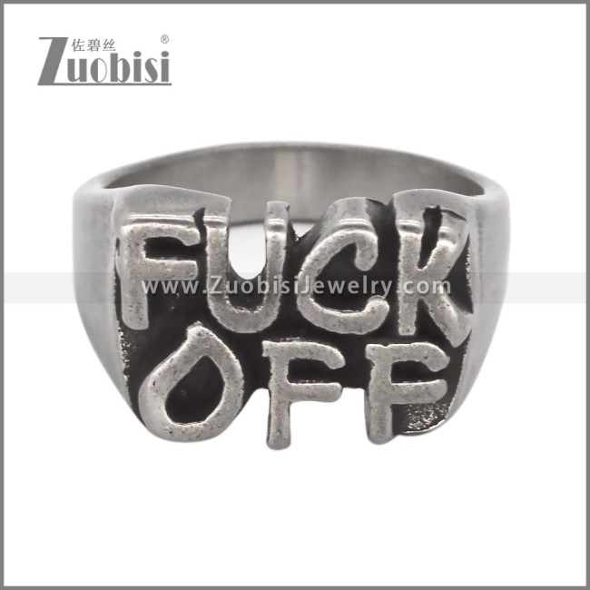 Retro Stainless Steel Fuck Off Ring r010194