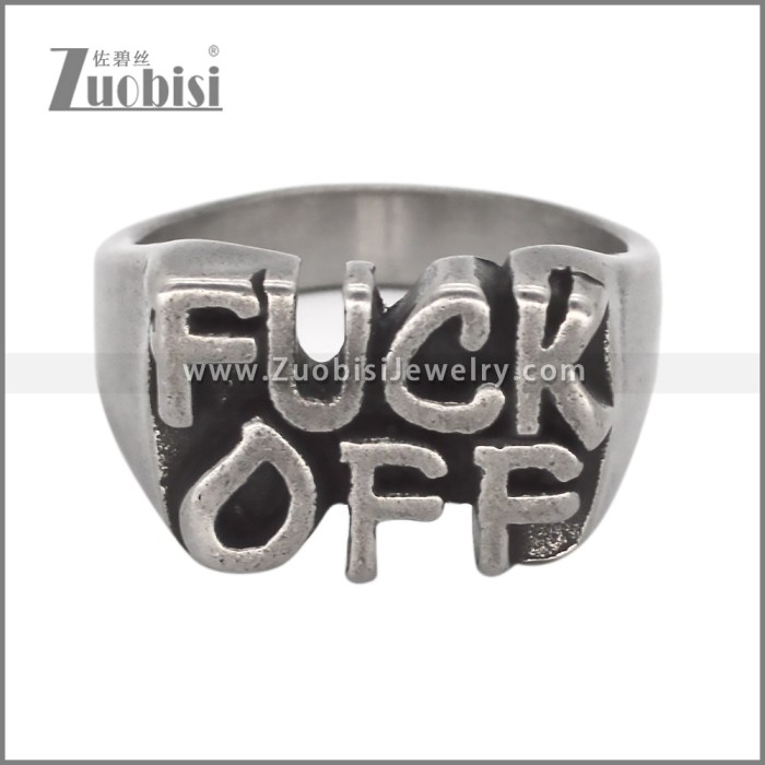 Retro Stainless Steel Fuck Off Ring r010194
