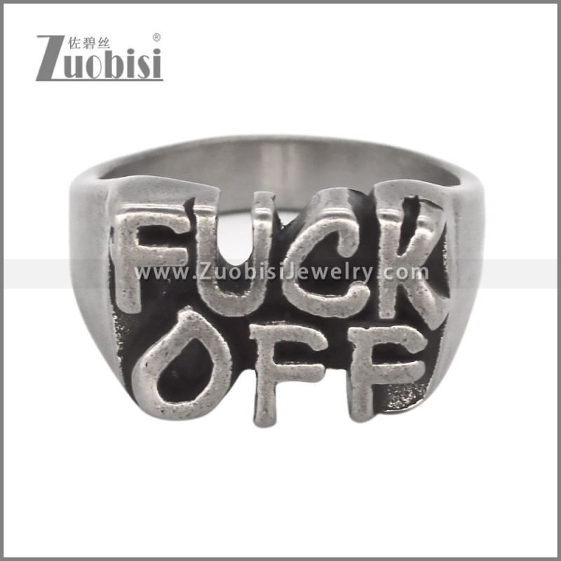Retro Stainless Steel Fuck Off Ring r010194