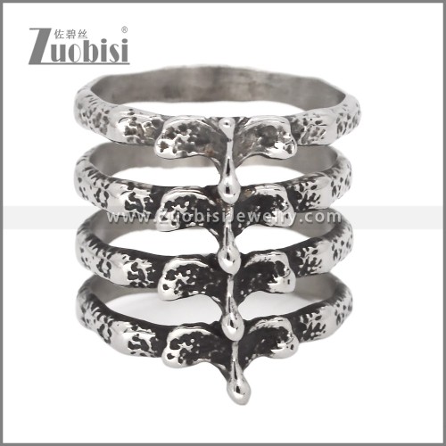 Stainless Steel Ribbed Skeleton Ring r010191