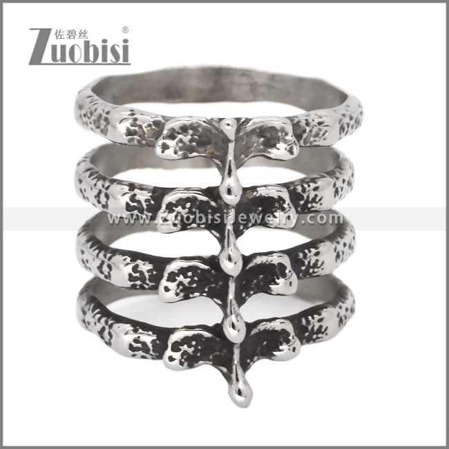 Stainless Steel Ribbed Skeleton Ring r010191