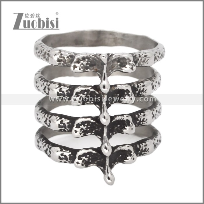 Stainless Steel Ribbed Skeleton Ring r010191