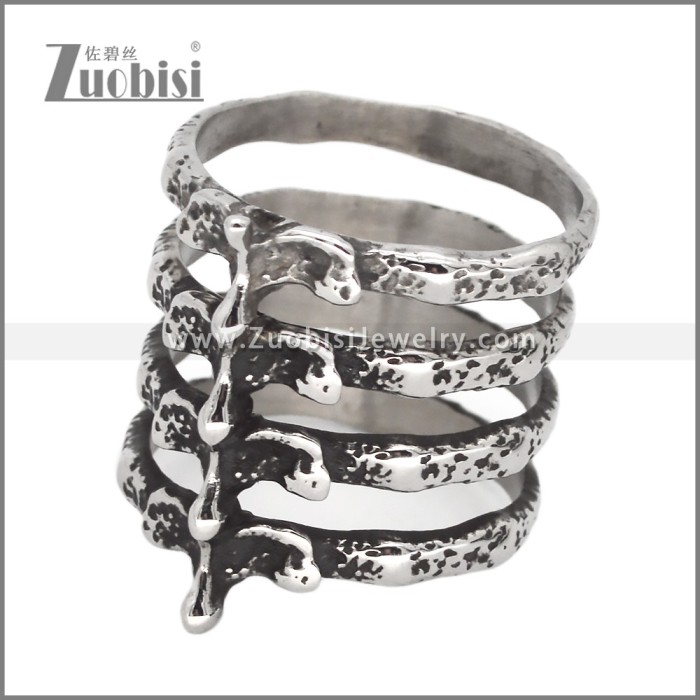 Stainless Steel Ribbed Skeleton Ring r010191