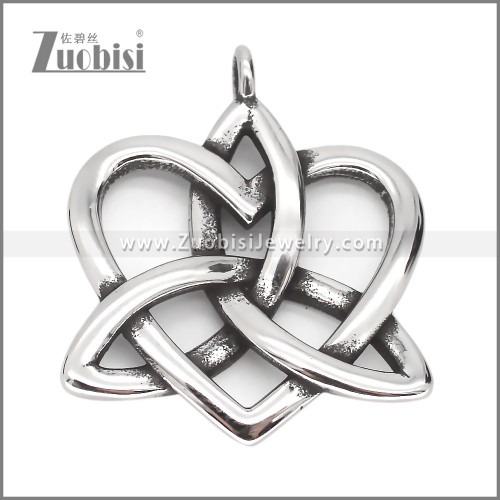 Antique Silver Irish Celtics Knot and Heart Shape Pendant p012451