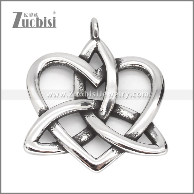 Antique Silver Irish Celtics Knot and Heart Shape Pendant p012451