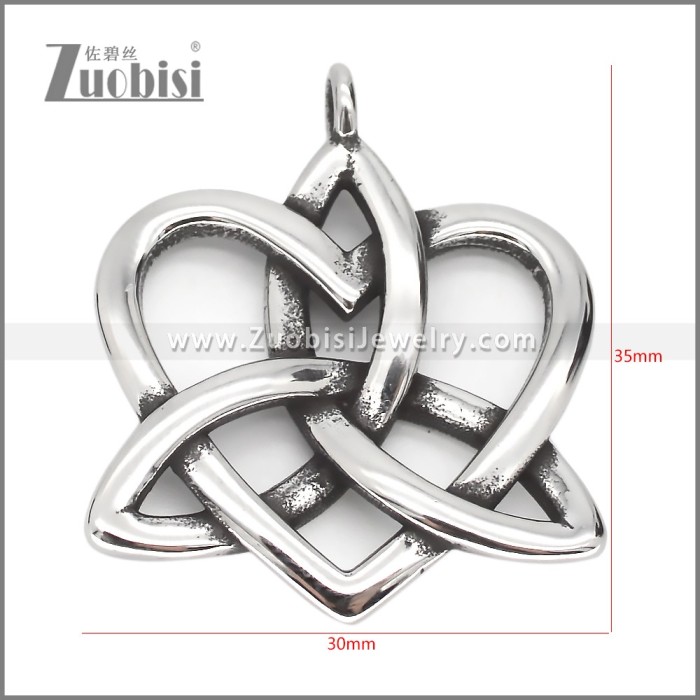 Antique Silver Irish Celtics Knot and Heart Shape Pendant p012451