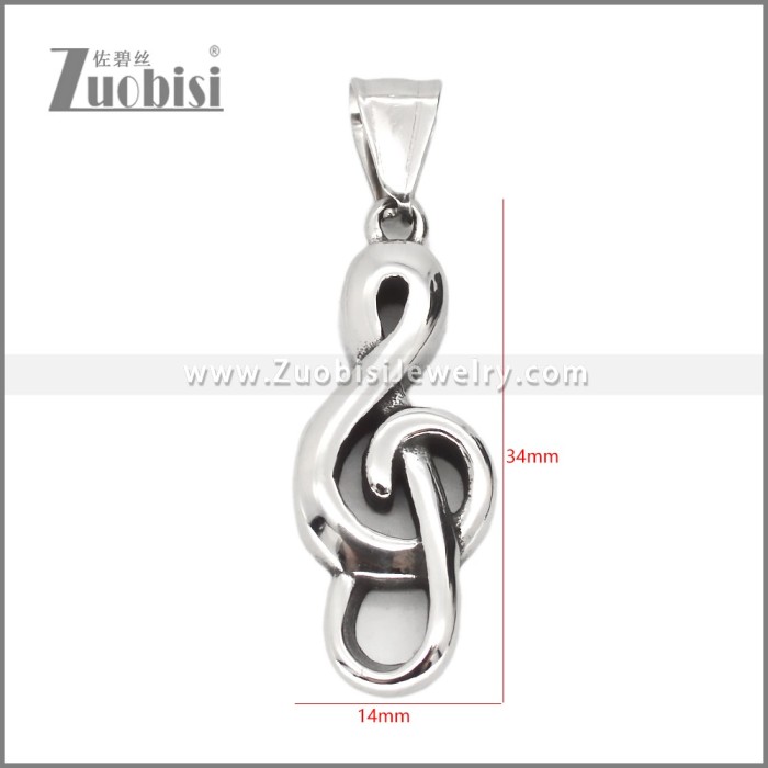 34MM Big Stainless Steel Music Note Symbol Pendant p012433