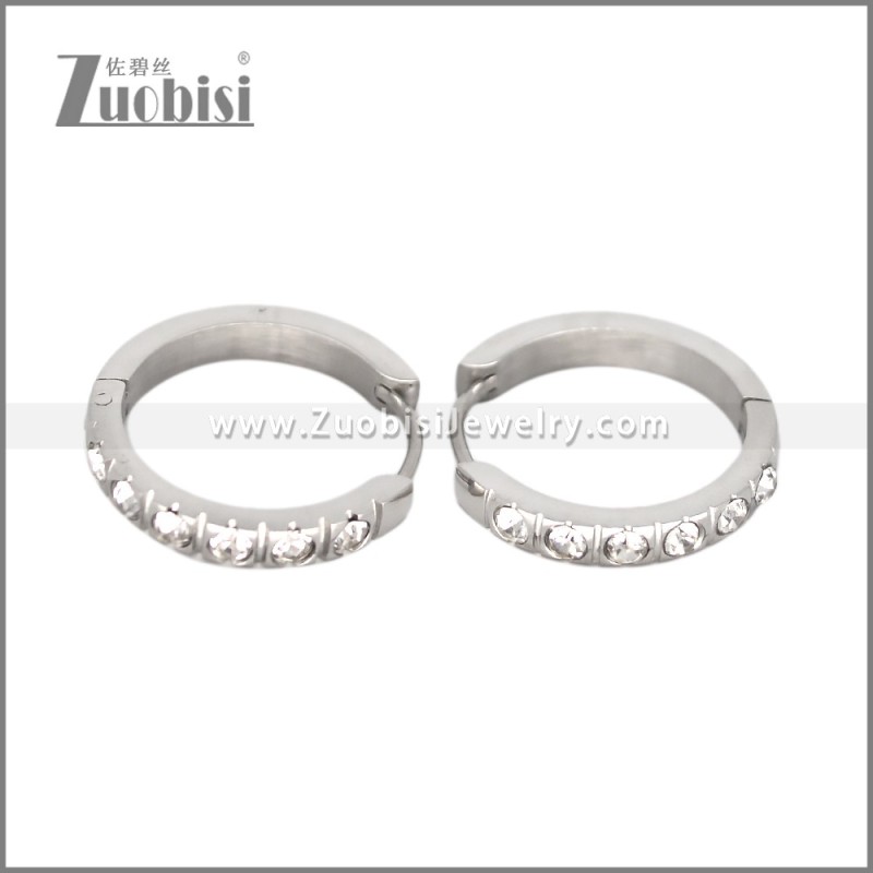 Luxury Zircon Fashion Stainless Steel Huggie Hoop Earring Jewelry for Women e002697S