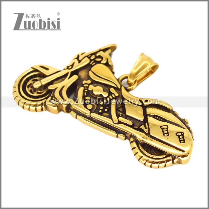 Gold Plated Stainless Steel Motorbike Pendant p012582
