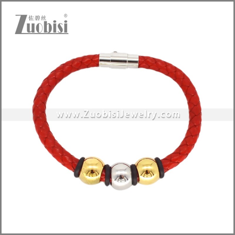 Staines Steel Women Red Braided Leathers Bracelets b010781R