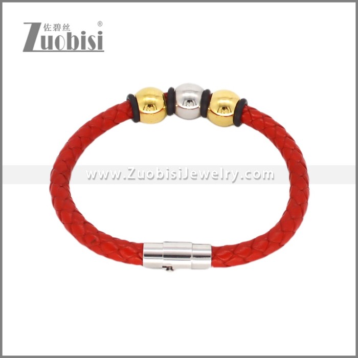 Staines Steel Women Red Braided Leathers Bracelets b010781R