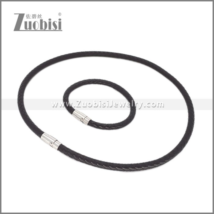 Leather Necklace and Bracelet Set s003097