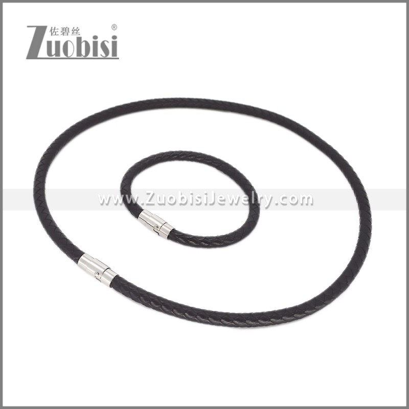 Leather Necklace and Bracelet Set s003097