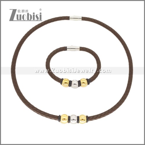 Leather Necklace and Bracelet Set s003116