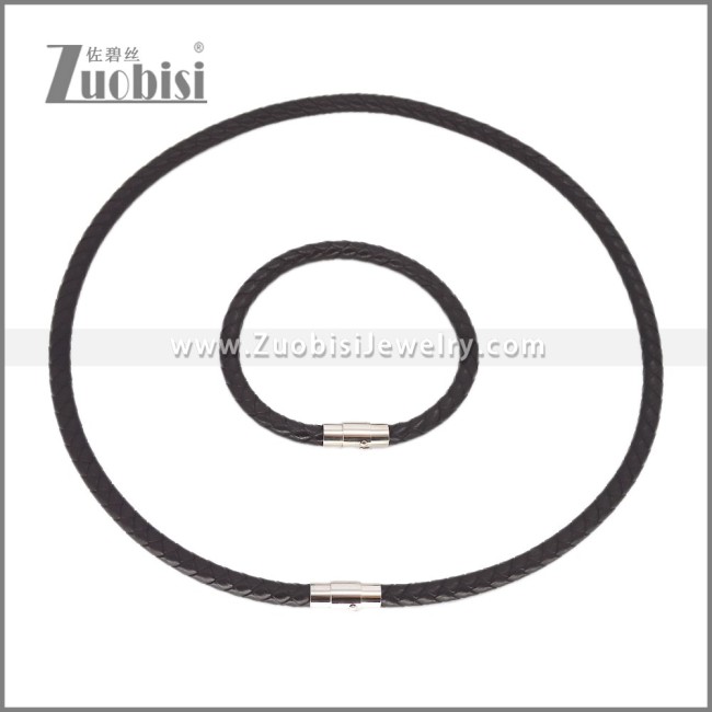 Leather Necklace and Bracelet Set s003097
