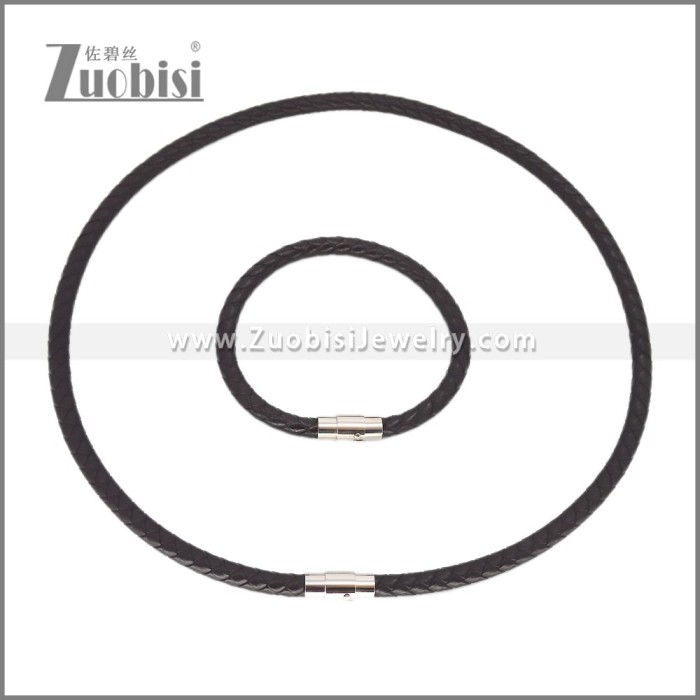 Leather Necklace and Bracelet Set s003097